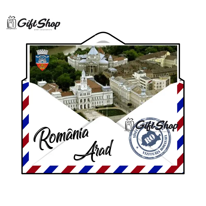 Arad romania, plic,  magnet frigider mgs097v